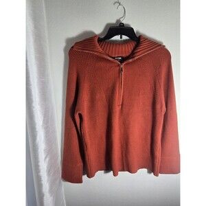 BTFBM Rust Orange Half Zip Ribbed Sweater Women’s Size Sm NWT Collared Knit Fall